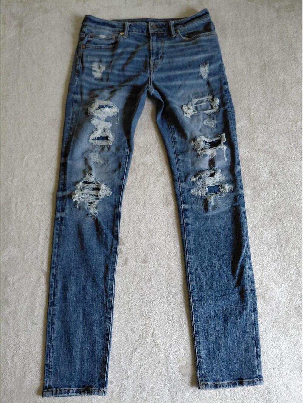 American Eagle AirFlex+ Temp Tech Distressed Jeans 32x34 Athletic Skinny